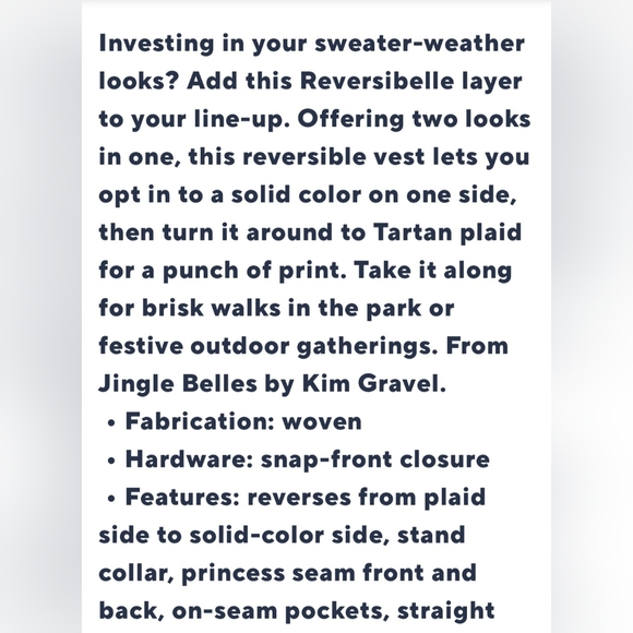 Belle By Kim Gravel Reversable Vest - Picture 3 of 8